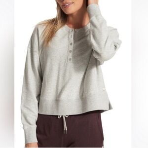 Vuori Heather Gray Laguna Stretch Organic Cotton Henley Sweatshirt